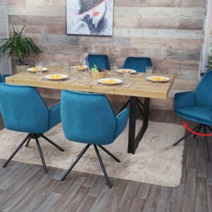 Chaise de salle à manger velours - Turquoise / bleu